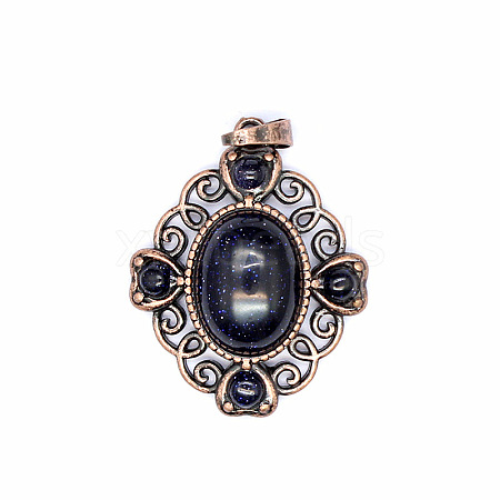 Retro Hollow Synthetic Blue Goldstone Pendants PW-WG7B8C5-12-1