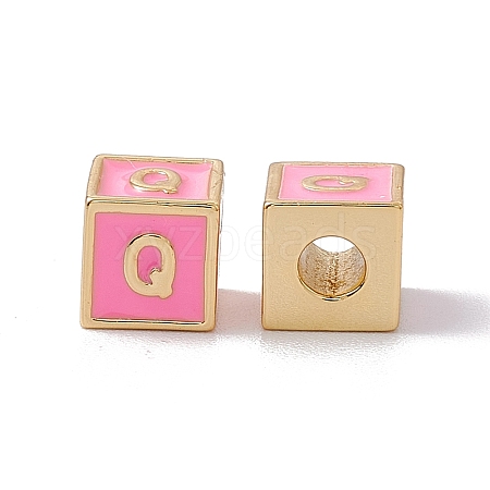 Rack Plating Brass Enamel Beads KK-B060-04G-05Q-1