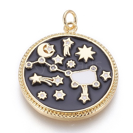 Brass Cubic Zirconia Pendants KK-O113-06B-G-1