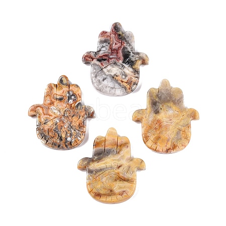 Natural Crazy Agate Hamsa Hand with Eye Figurines DJEW-N003-04F-1