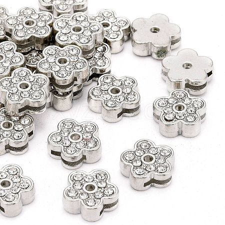 Flower Alloy Rhinestone Slide Charms LS-RSB358-3P-1