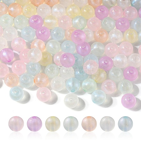 Rainbow Iridescent Plating Acrylic Beads MACR-YW0002-19C-1