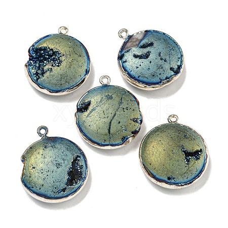 Electroplated Natural Druzy Agate Pendants G-A229-01E-1