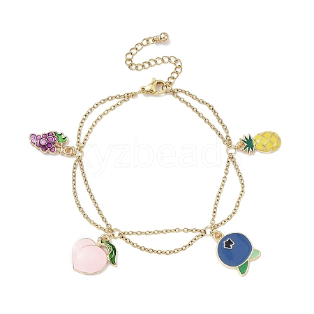 Alloy Enamel Fruit Charm Bracelets BJEW-JB09894-02-1