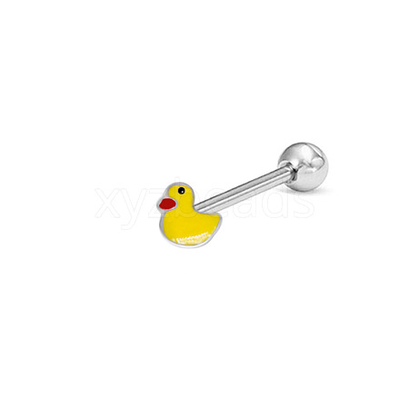 Duck Stainless Steel Enamel Straight Barbell 15 Gauge Piercing Tongue Rings for Women Men WG2FB88-01-1