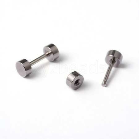 Tarnish Resistant Flat Round 304 Stainless Steel Barbell Cartilage Earrings EJEW-L164-01P-1