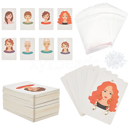  112Pcs Rectangle with Girl Pattern Paper Earring Display Cards DIY-PH0013-45-1