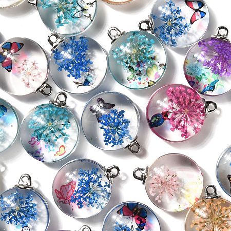 Transparent Glass Pendants GLAA-M048-06-1