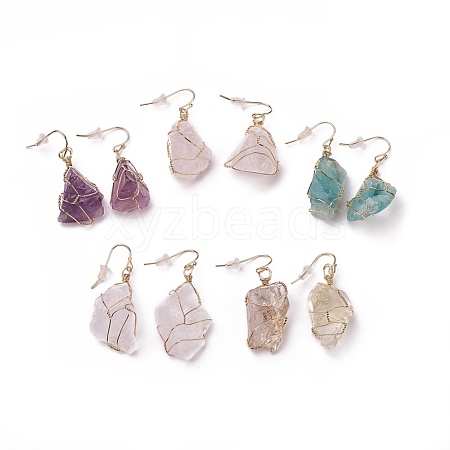 Natural Mixed Stone Dangle Earrings EJEW-F228-A-1