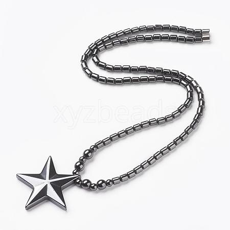 Non-magnetic Synthetic Hematite Pendant Necklaces NJEW-G290-05-1