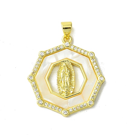 Real 18K Gold Plated Brass Micro Pave Cubic Zirconia Pendants KK-H472-14G-14-1