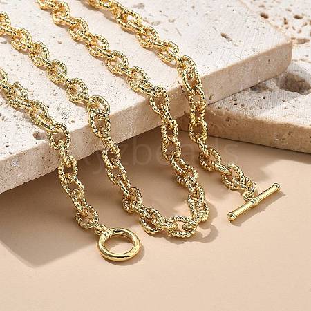 Brass Twisted Cable Chain Necklaces with OT Clasps for Men Women NJEW-G160-11G-1