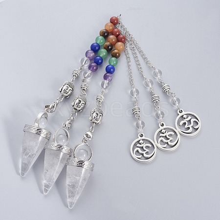 Chakra Jewelry Natural Quartz Crystal Cone Dowsing Pendulums G-G771-E07-1