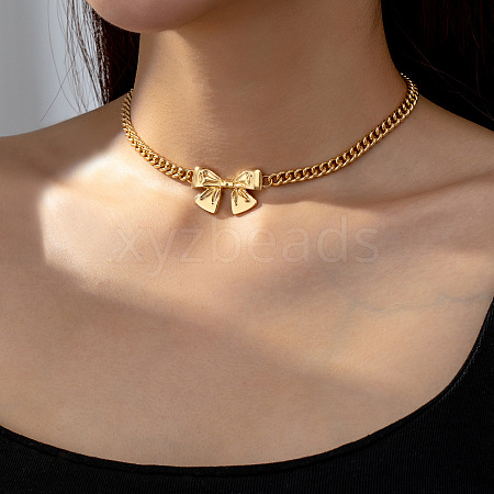 Alloy Bowknot Choker Necklaces for Women FS-WG3DD5E-02-1