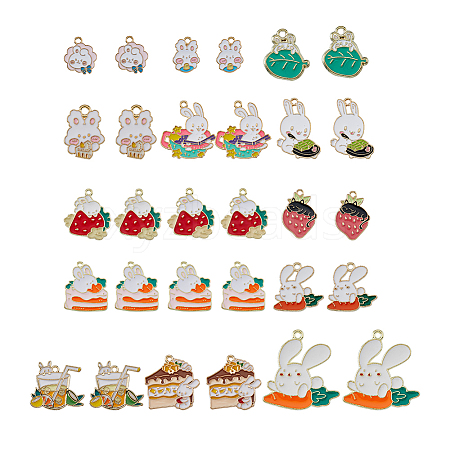 SUPERFINDINGS 32Pcs 16 Style Easter Alloy Enamel Pendants ENAM-FH0001-75-1