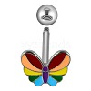 Butterfly 304 Stainless Steel Rhinestone Straight Barbell 15 Gauge Piercing Tongue Rings for Women Men WG68BAB-01-2