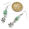 Natural  Green Aventurine Chip Dangle Earrings Set for Women EJEW-JE06249-01-3