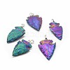Electroplated Natural Indian Agate Pendants G-P396-05P-03-1
