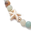 Natural Flower Amazonite &  Synthetic Turquoise Charm Anklets for Women AJEW-AN00616-04-3