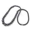 Faceted Round Synthetic Non-Magnetic Hematite Graduated Beaded Necklaces NJEW-R020-07-4