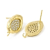 Brass Micro Pave Cubic Zirconia Stud Earring Findings KK-H440-03G-2