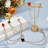 4Pcs 4 Styles Playing Card Alloy Rhinestone Lapel Pin Backs AJEW-FH0007-70-4