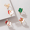 Christmas Theme Santa Claus & Christmas Tree & Deer Alloy Enamel Finger Rings Sets FS-WGAB09C-01-4