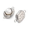 304 Stainless Steel Pave ABS Pearl Connector Charms STAS-S131-01P-2