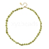 Raw Rough Natural Peridot & Electroplate Synthetic Non-magnetic Hematite Round Beaded Necklaces NJEW-JN06580-2