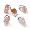 Natural Rose Quartz Nuggets Cuff Ring RJEW-G271-01P-01-1