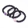 Natural Lava Rock Beaded Stretch Bracelets BJEW-JB02618-1