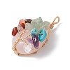 Natural & Synthetic Mixed Stone Copper Wire Wrapped Teardrop Pendants PALLOY-JF02846-4