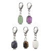 5Pcs Cuboid Natural Green Aventurine & Tiger Eye & Amethyst & Sodalite & Howlite Pendant Decorations HJEW-JM02341-1