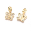 Brass Micro Pave Cubic Zirconia European Dangle Charms ZIRC-E163-16G-1