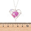5Pcs 5 Colors Electroplated Natural Quartz Heart Copper Wire Wrapped Pendant Brass Cable Chain Necklaces for Women NJEW-TA00256-5