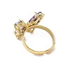 Adjustable Brass Glass Finger Rings RJEW-P148-A01-18-3