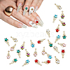 HOBBIESAY 30Pcs 6 Colors Alloy Rhinestone Cabochons MRMJ-HY0001-25-1