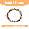 FIBLOOM 8Pcs 8 Colors Natural Sandalwood Round Beaded Stretch Bracelets Set for Men Women BJEW-FI0001-67-2