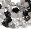 Natural Tourmalinated Quartz/Black Rutilated Quartz Beads Strands G-Z119-A15-03-5