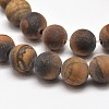 Frosted Natural Tiger Eye Round Bead Strands G-E262-02-12mm-2
