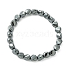 Electroplated Synthetic Non-Magnetic Hematite Twist Beaded Stretch Bracelets for Women Men G-H021-01-1