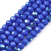 Electroplate Opaque Solid Color Glass Beads Strands EGLA-A044-P4mm-L32-1