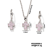 Elegant Cross Brass Rhinestones Necklace & Hoop Earrings Set for Women XB3228-5-1