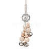 Iron Bell & Wood Beads Pendant Decorations HJEW-JM02505-01-1