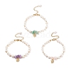 Gemstone Chips & Pearl Beaded Bracelet BJEW-JB08236-1