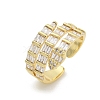 Rack Plating Teardrop Brass Micro Pave Clear Cubic Zirconia Open Cuff Finger Rings for Women RJEW-M028-80G-2