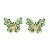 Rack Plating Brass with Cubic Zirconia Stud Earrings for Women EJEW-G394-06G-03-2