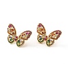 Colorful Cubic Zirconia Butterfly Stud Earrings EJEW-F302-06G-1