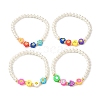 Round Glass Pearl Beads Stretch Bracelet for Teen Girl Women BJEW-JB07075-1