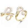 Real 18K Gold Plated Brass Micro Pave Cubic Zirconia Snake Wrap Cuff Rings RJEW-N037-005-NF-4